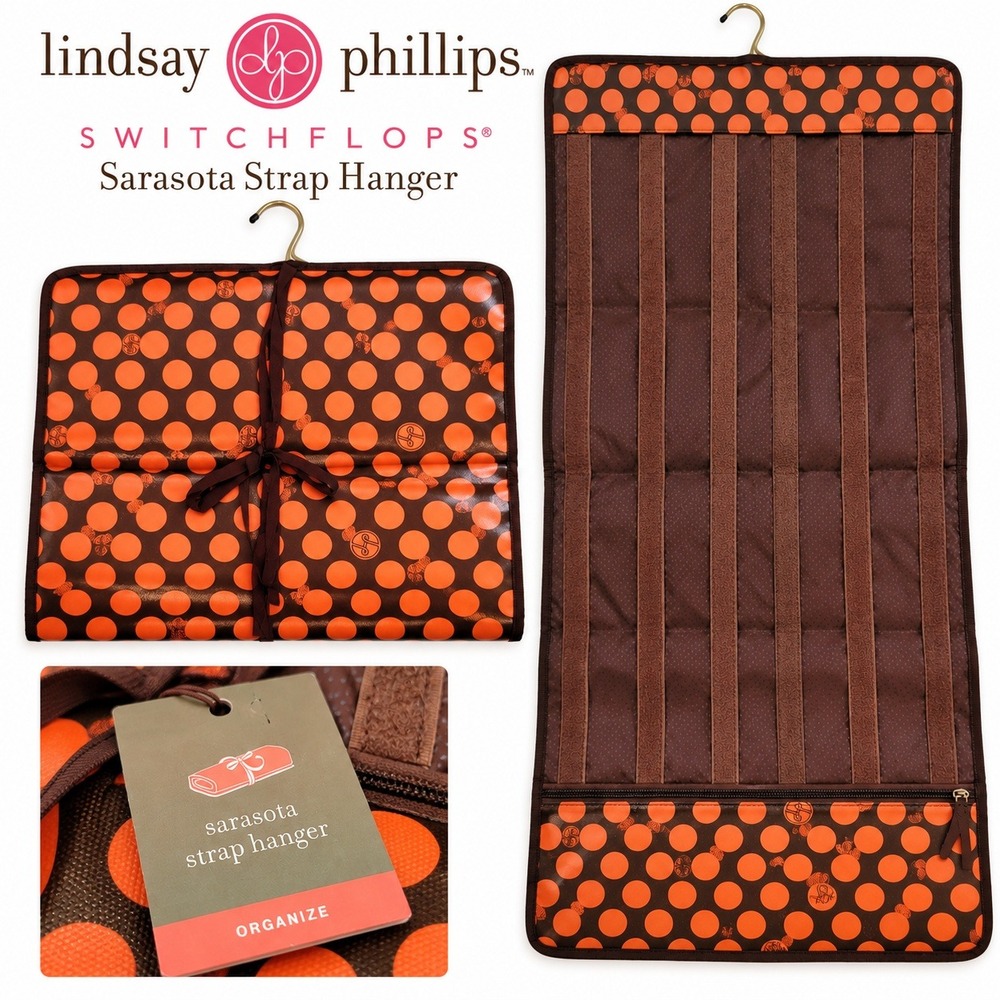 Lindsay Phillips SwitchFlop Sarasota Strap Hanger Organizer NWT Orange Polka Dot